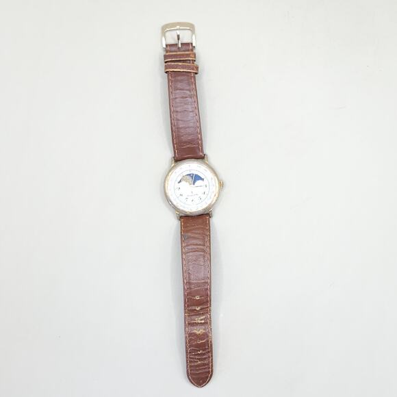 Jacques Edho Paris Quartz Watch Gold Hands Spiedel Moon phase - Picture 3 of 10